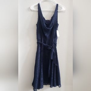 Womens navy blue a- line dress LUX by Carmen Marc Valo size 10